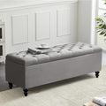 Storage Ottoman 50.2 Inches Upholstered Fabric Bench，Button Tufted by LivingGiving