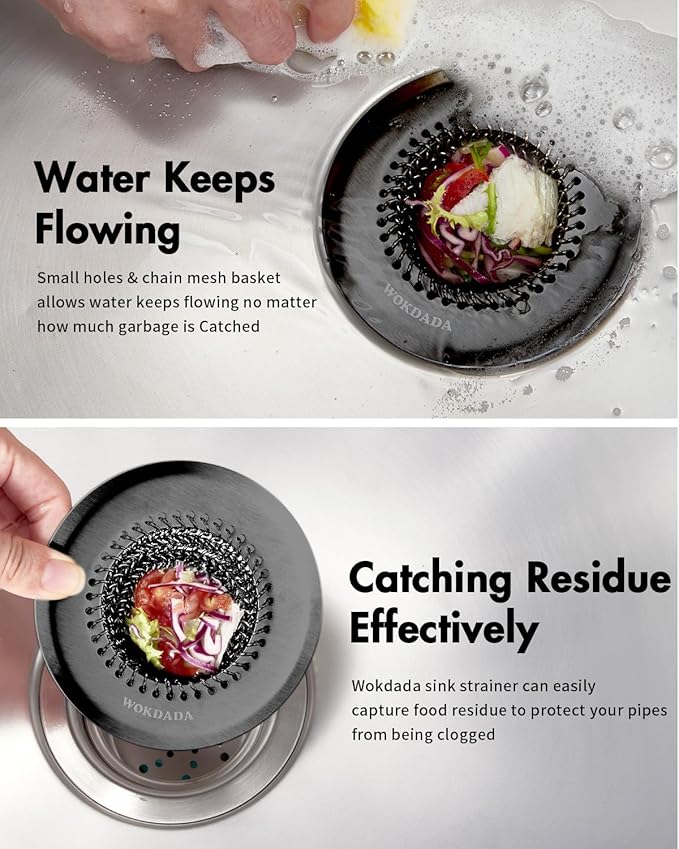 Sink Drain Strainer: Flexible Anti-Slip Chainlink, 304 Stainless Steel. - Image 2
