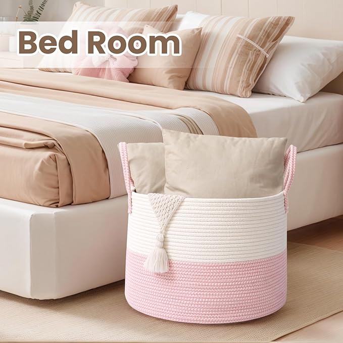 Woven Blanket Basket, 115L Large Rope Storage Bin - Image 6