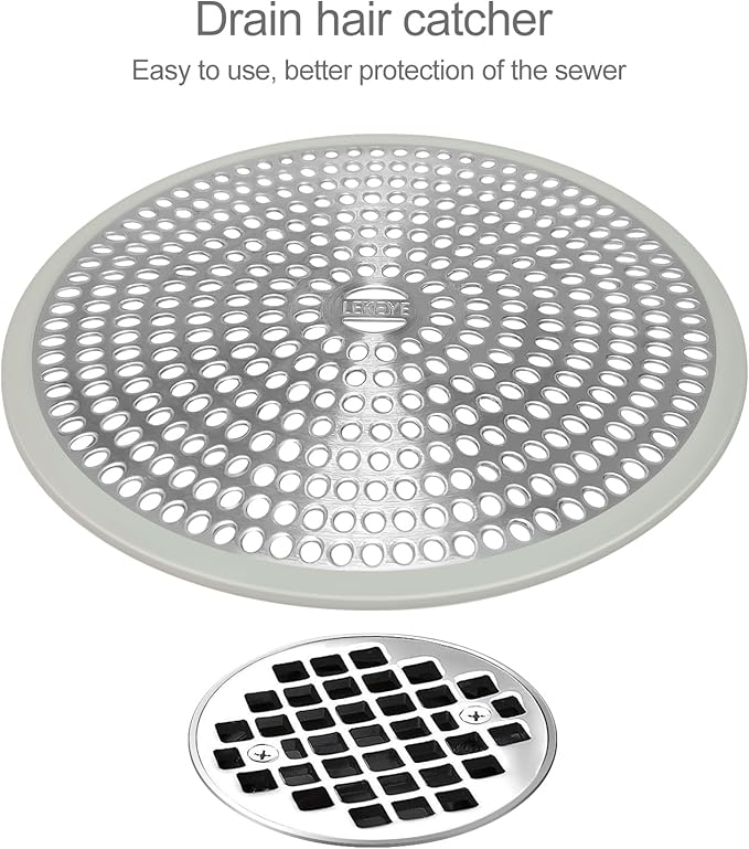 LEKEYE Shower Drain Hair Catcher | Strainer | Shower Stall Drain Cover | - Image 2