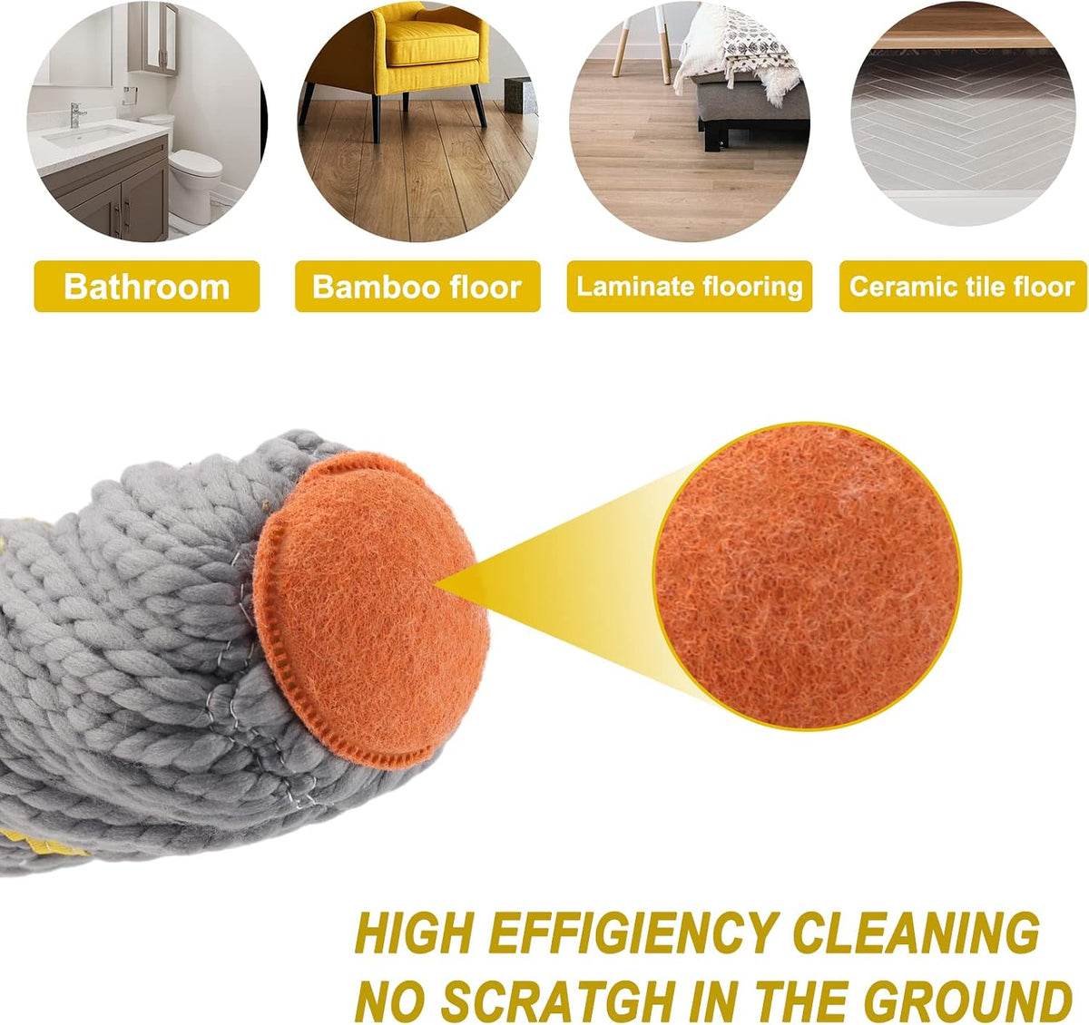 Self-Wringing Twist Mop, Microfiber Floor Mop 57" Long Handle, Gray