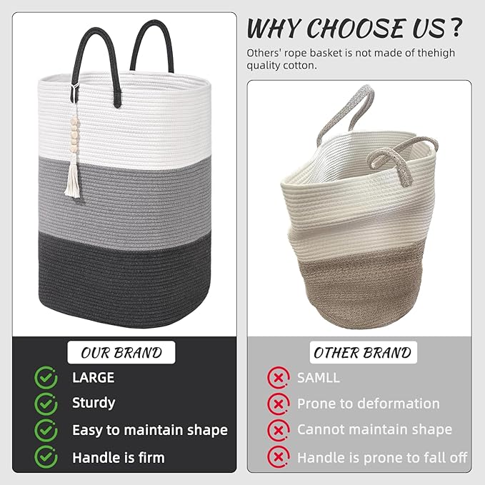 Woven Laundry Basket for Clothes, 100 L Large Rectangle Laundry Hampers - Image 6