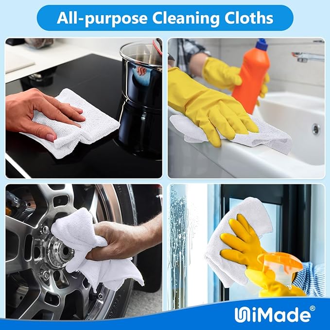 Shop Towels Rags, 150 Pack Reusable Shop Rags Bulk Microfiber Cleaning Cloth - Image 7