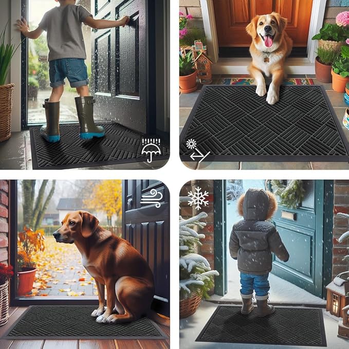 Smiry Front Door Mat Outside Entrance, Heavy Duty Outdoor Indoor Natural Rubber - Image 7