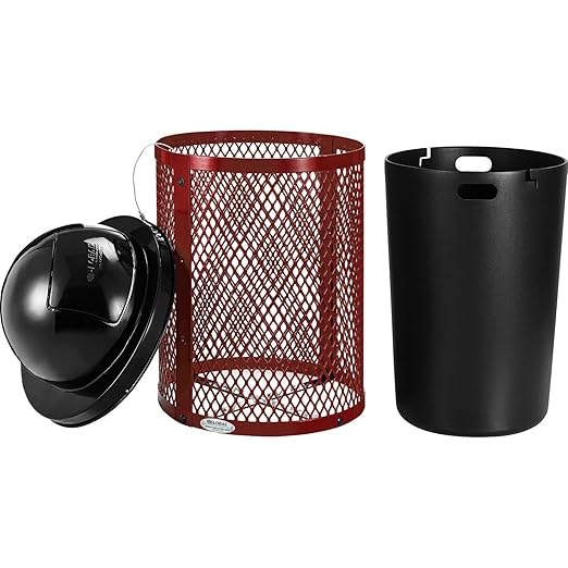 Global Industrial 36 Gallon Outdoor Steel Trash Can - Image 2