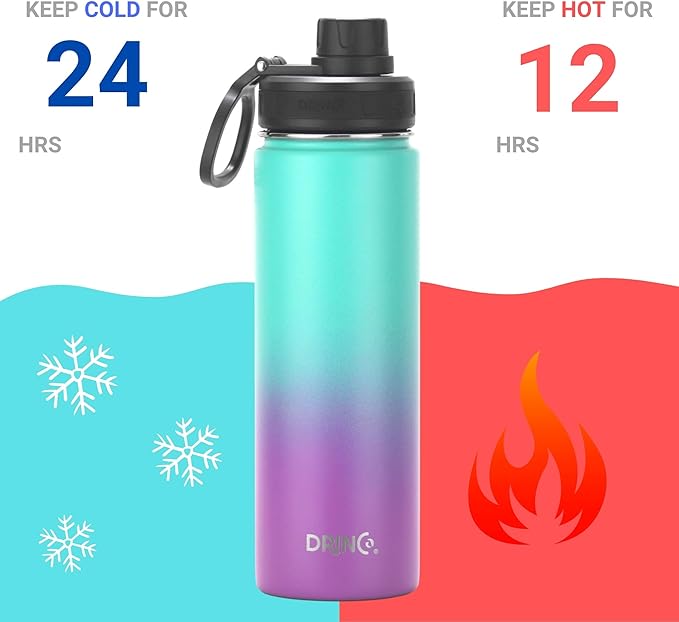 DRINCO Stainless Steel Water Bottle Spout Lid Vacuum Insulated Double Wall - Image 4