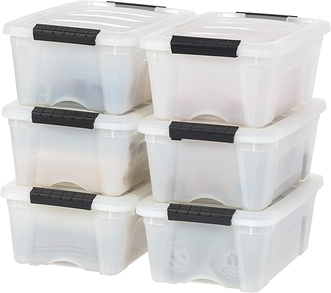 IRIS USA 13 Qt Stackable Plastic Storage Bins by IRISUSA