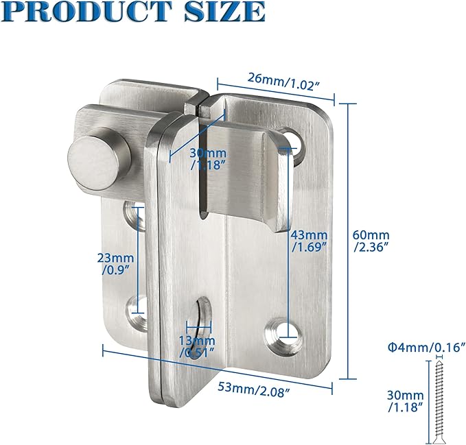 Alise Flip Latch, Gate Latches Slide Bolt Latch Safety Door Lock Catch - Image 2