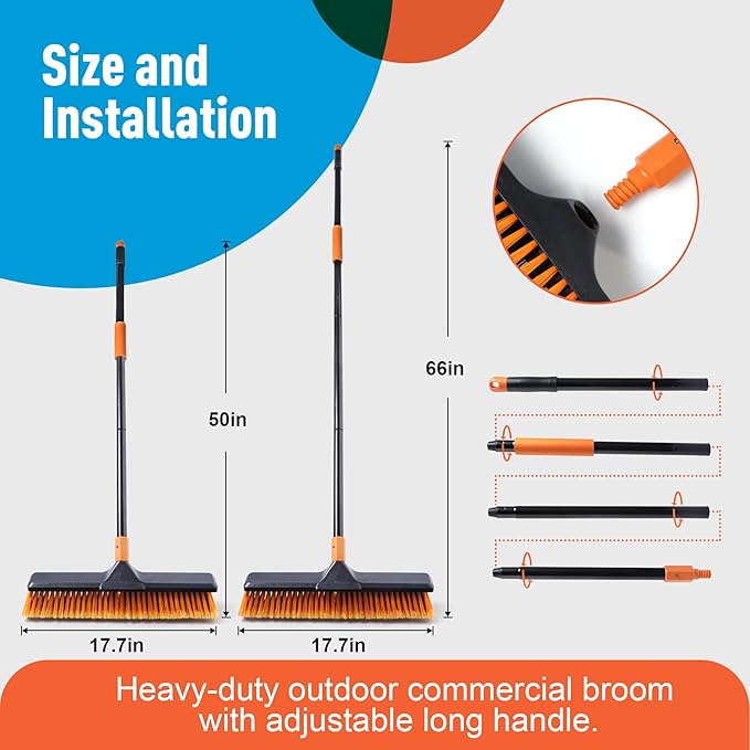 18" Push Broom Outdoor for Floor Cleaning - Image 3