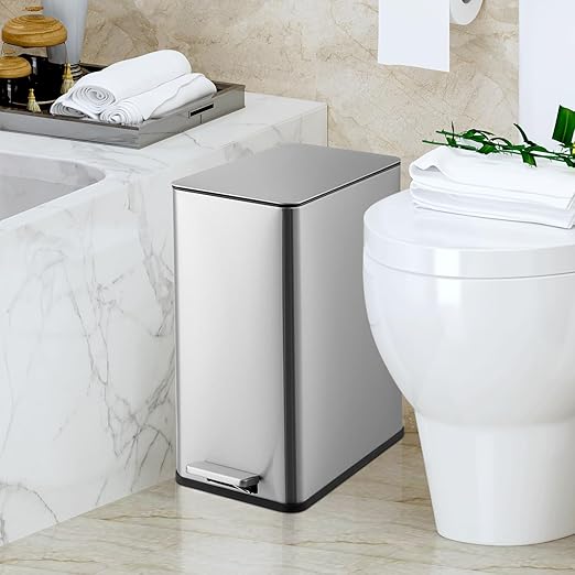 15 L Kitchen Step Trash Can, 4 Gallon Narrow Stainless Steel Waste Bin - Image 7