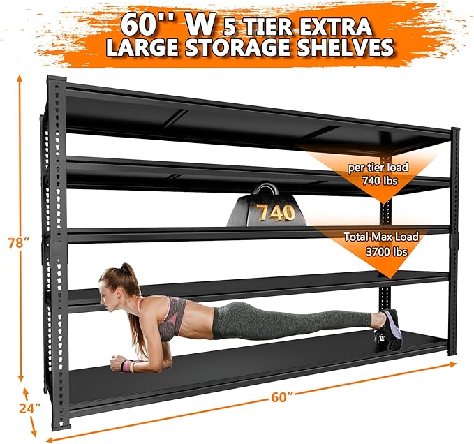 Storage Shelves Heavy Duty 3 PCS, 5-tier Adjustable Metal Industrial Utility - Image 3