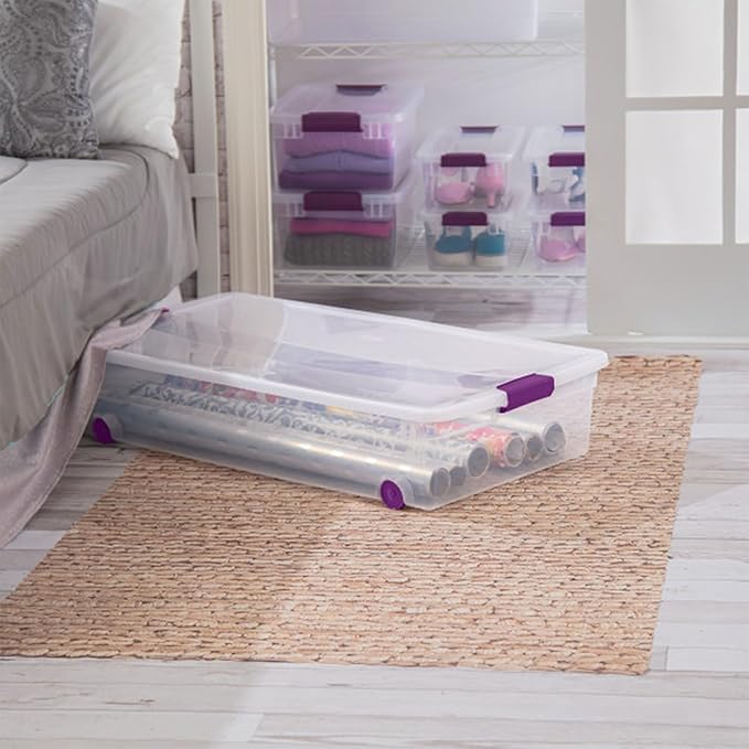 Sterilite 4-Pack 60 Quart ClearView Latch Box, Wheeled Underbed Organizer Bins - Image 6