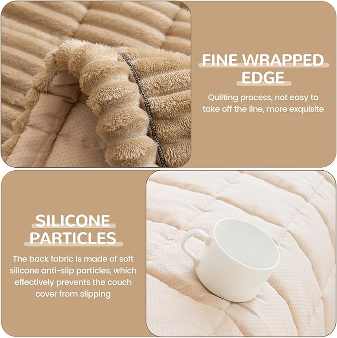 OTOB Dog Couch Covers for 3 Cushion Washable Non Slip Plush Pet Friendly Bed - Image 3