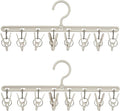 Clothes Hanger 2 Pack with 8 Clips, Clothes Drying Racks Windproof by Foshine