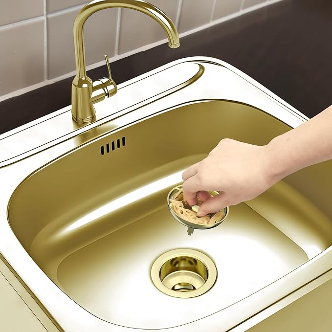BOTEMY Stainless Steel Gold Sink Drain Strainer Kit 3-1/2 inch Kitchen Drain - Image 7