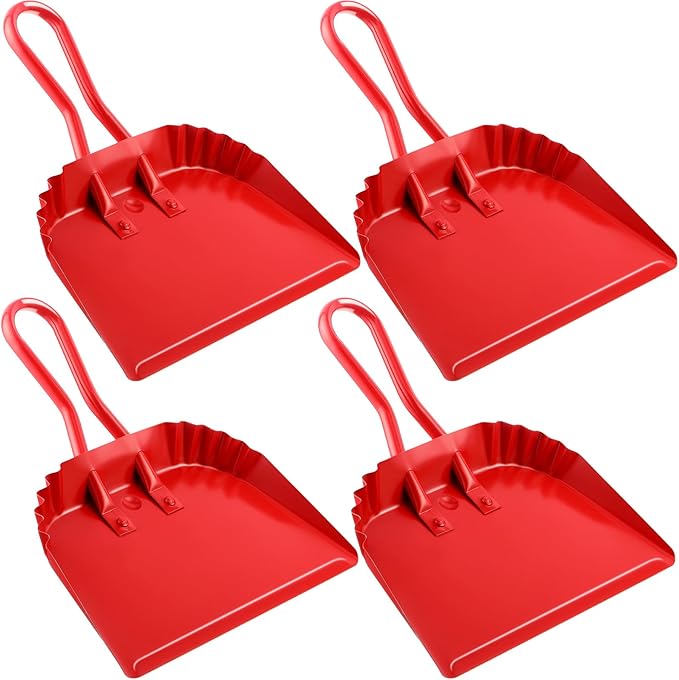 Mumufy 4 Pack 12 inch Heavy Duty Metal Dustpan Large Wide Dust Pans by Mumufy
