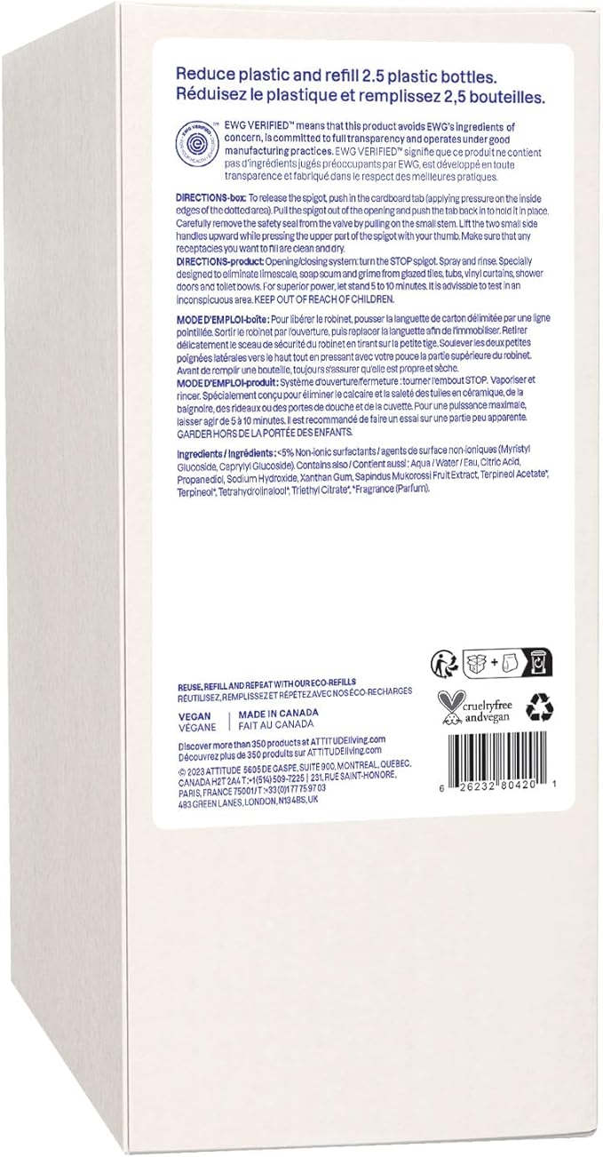 ATTITUDE Bathroom Cleaner Spray Refill, EWG Verified, Plant-Based & Vegan - Image 8