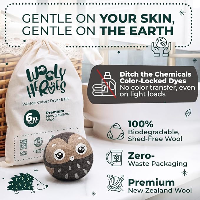 No More Dryer Sheets! Reusable Wool Dryer Balls XL 6-Pack - Image 3