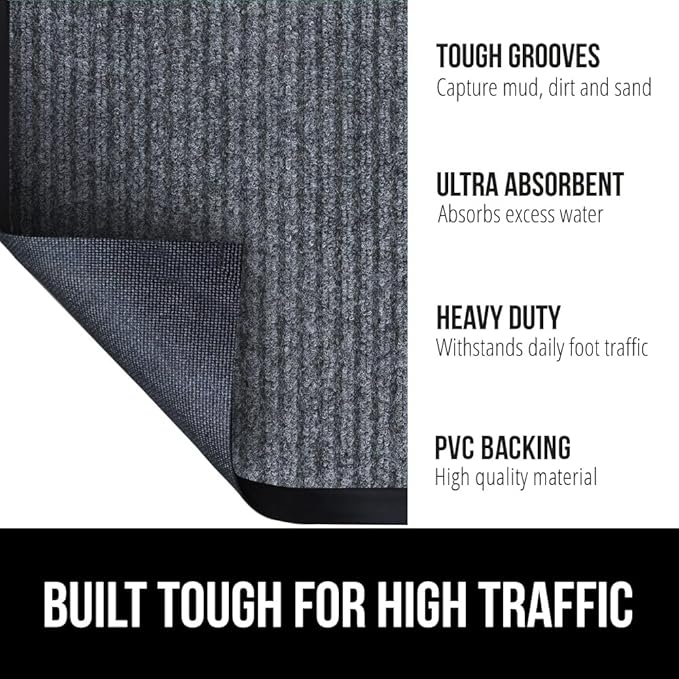 GORILLA GRIP Traffic Guard Door Mat, 2 Pack, Heavy Duty Waterproof Doormat - Image 2
