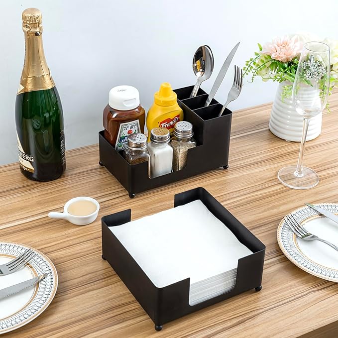 MyGift Modern Brass Tone Metal Tabletop Commercial Folded Paper Towel Holder - Image 4