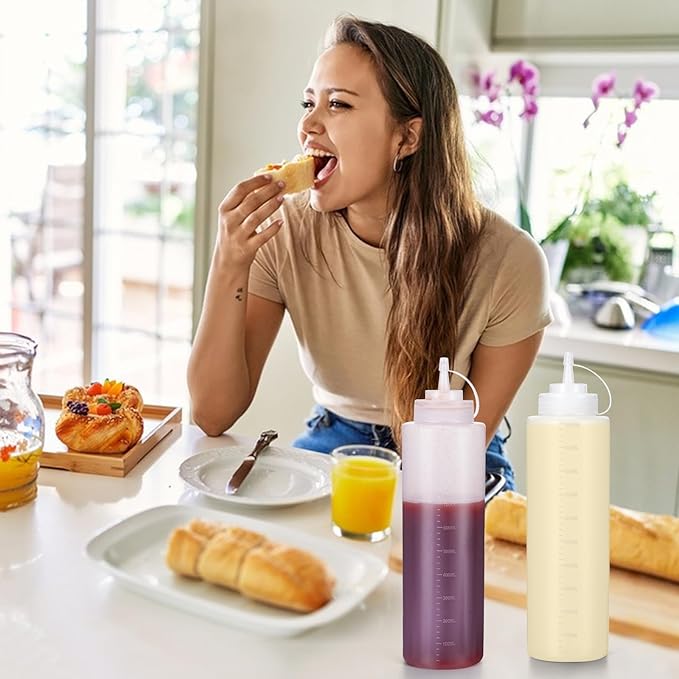 Condiment Squeeze Bottles Ketchup Dispenser, 6 Pack 32oz Squeeze Bottles - Image 9