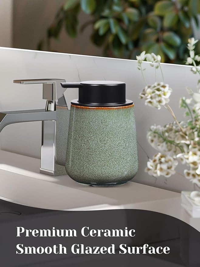 INGOFIN Ceramic Lotion Dispenser - 12 oz Refillable Hand Soap Dispenser Bathroom - Image 6