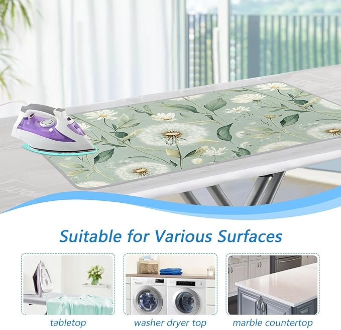 Sage Green Dandelions Flower Ironing Mat - Image 5