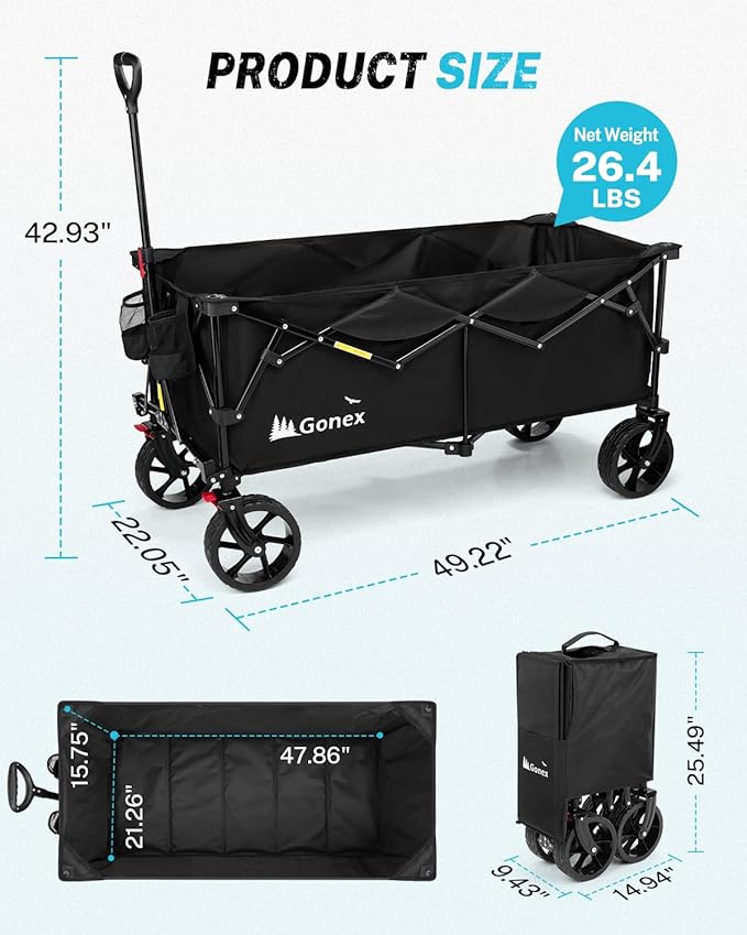 Gonex 48''L Collapsible Foldable Heavy Duty Oversized Wagon - Image 2