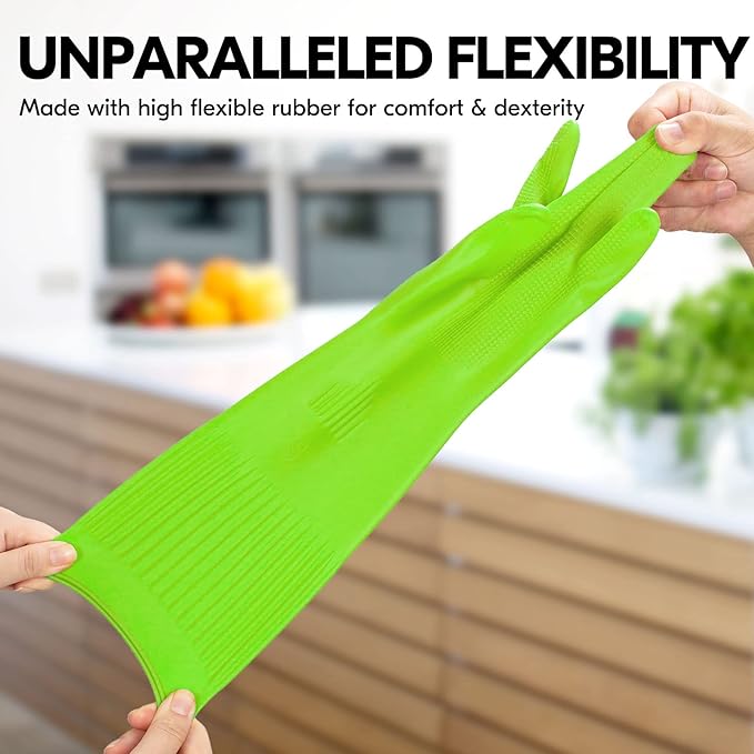 Vgo... 1-Pair Dishwashing Gloves, Reusable Household Gloves, Kitchen Gloves - Image 3