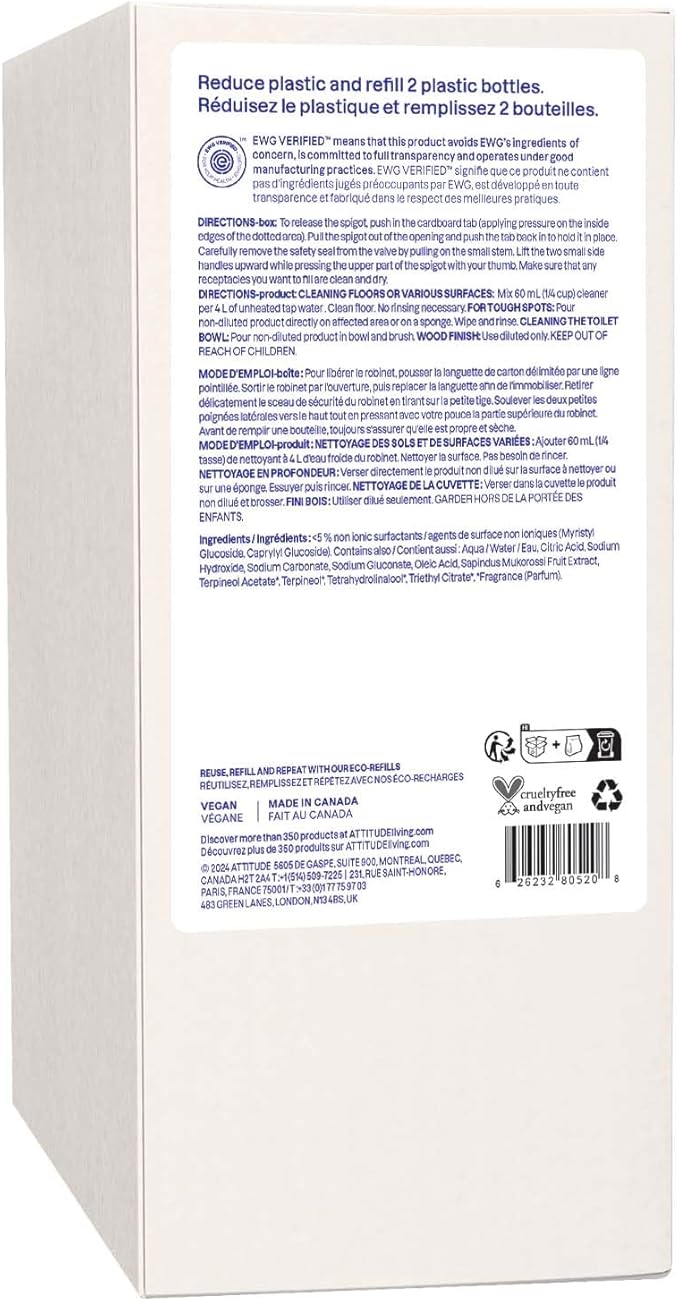 ATTITUDE Floor Cleaner Refill, EWG Verified, Streak-Free, Vegan & Plant-Based - Image 8