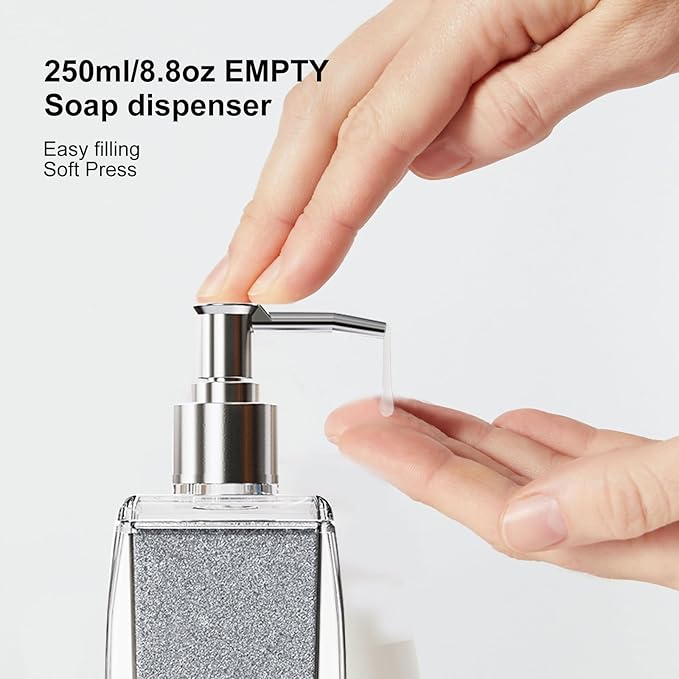 Silver Soap Dispenser with Refillable Plastic Pump - Image 8