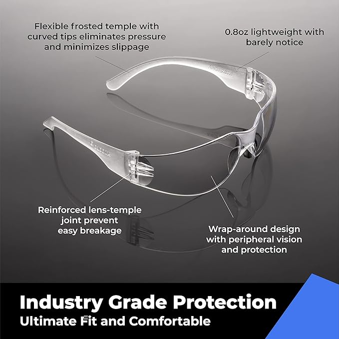 amoolo Clear Safety Glasses Bulk of 48, Protective Eyewear - Image 2