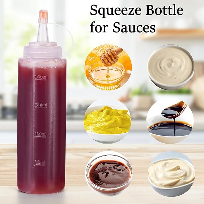 Condiment Squeeze Bottles Ketchup Dispenser, 4 Pack 8oz Squeeze Bottles - Image 5