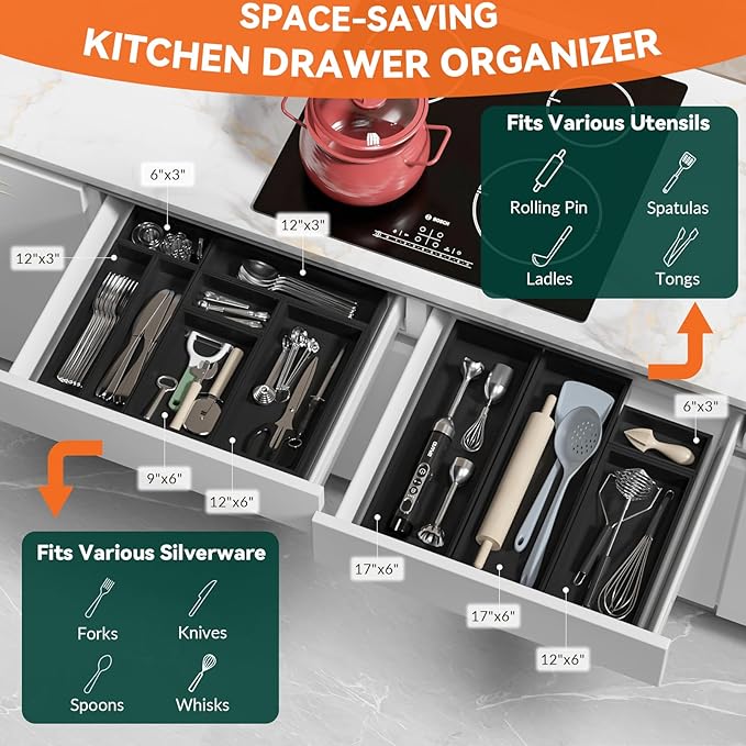 Premium Bamboo Kitchen Drawer Organizer - Image 3