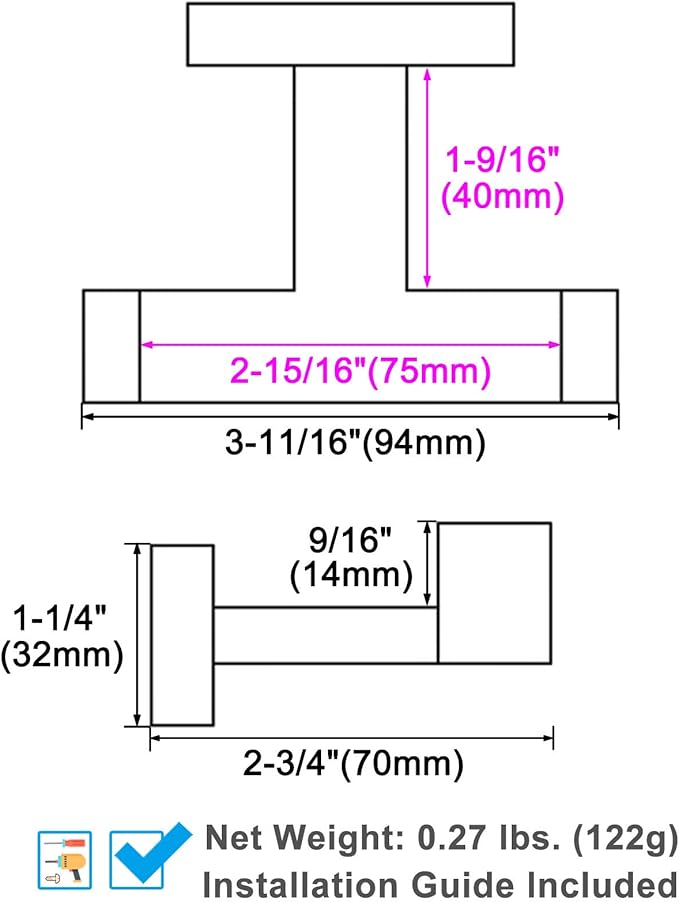 Angle Simple Bathroom Double Hook 2 PCS, SUS304 Stainless Steel Hand Towel - Image 9