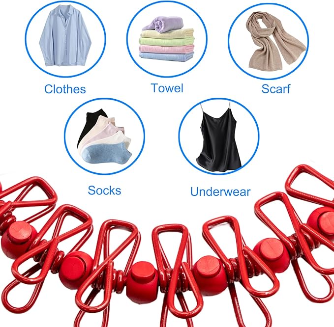 2 Pack Camping Clothesline Portable 12 Clothespins, Retractable Clothes Line - Image 4