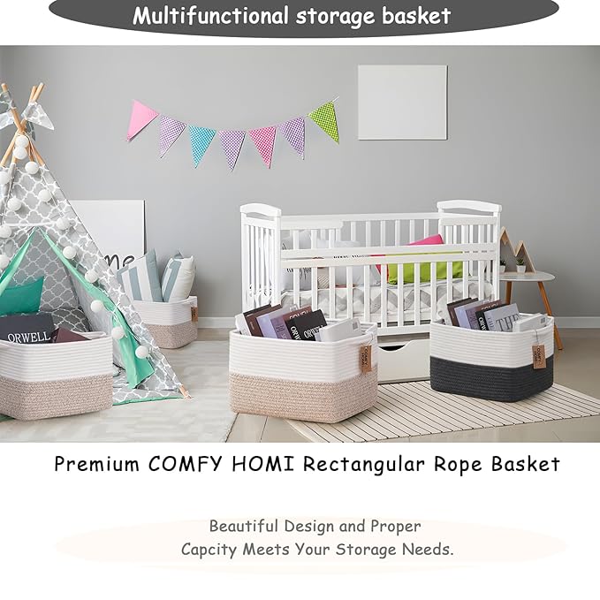 COMFY-HOMI 3-Pack Cotton Rope Woven Basket - Image 3