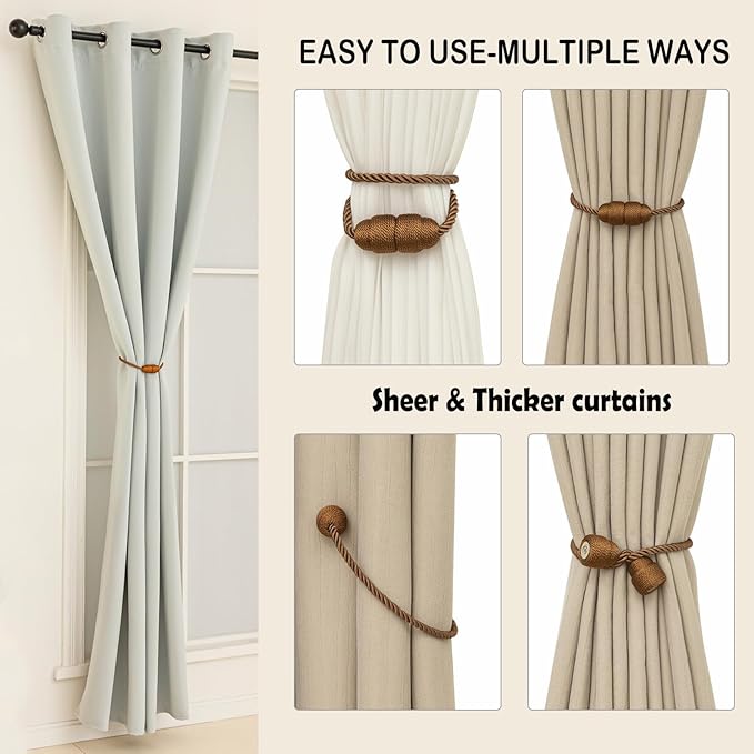 Magnetic Rope Curtain Tiebacks 6 Pack Holders - Image 5