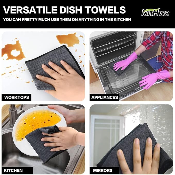 KinHwa Dish Cloths for Washing Dishes Kitchen Towels Microfiber Dish Towels for - Image 7