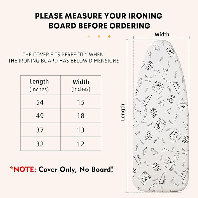 Wide Ironing Board Cover and Pad 18 x 49 inch Heat Reflective - Image 5