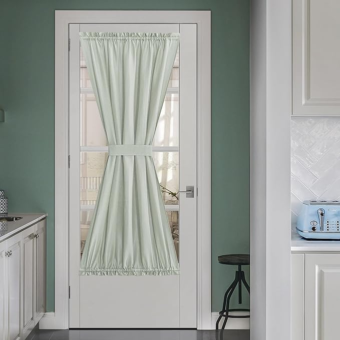NICETOWN Sage Green Window Curtains Linen Blended, Privacy French Door Curtains by NICETOWN