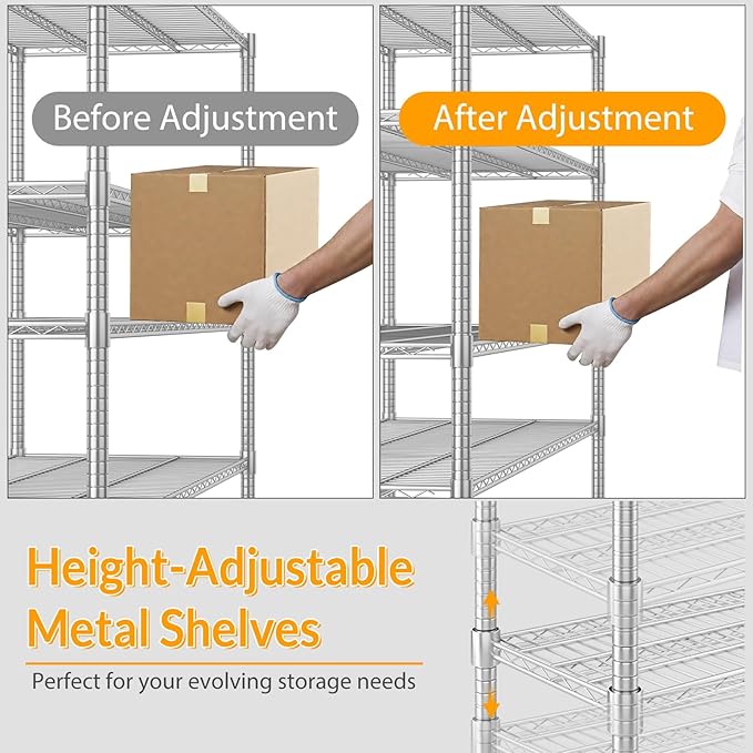 Himimi Storage Shelves with Wheels, 4-Tier Heavy Duty Steel Wire Rack Storage - Image 7