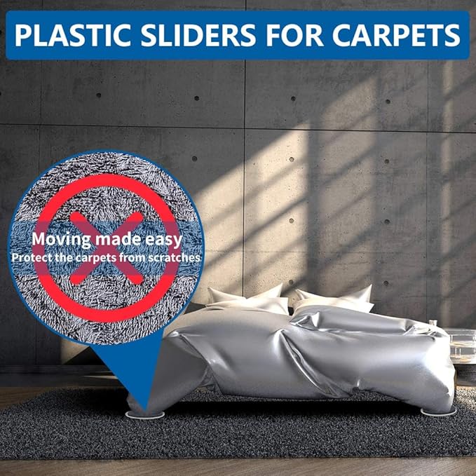 Furniture Sliders, 4 Pack 3 1/2" Moving Pads and 4 Hardwood Socks, Slide - Image 5