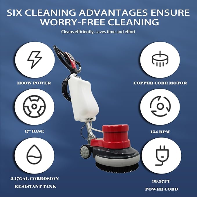 1100W Red Floor Polisher Commercial Floor Cleaner Polishing Machine Carpet - Image 3