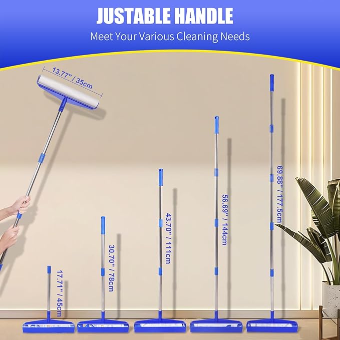COBETE 13.77" Large Extra Sticky Lint Roller, 69.88" Long Handle Lint Remover - Image 3