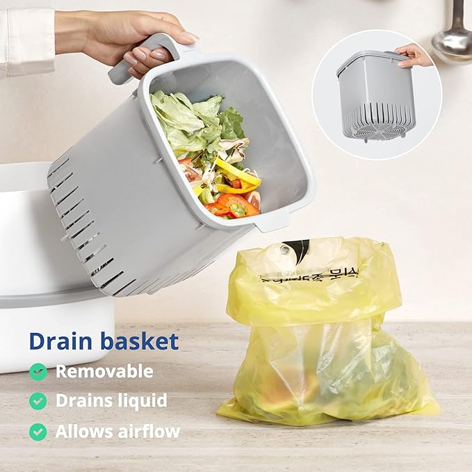 Blue Ginkgo Kitchen Compost Bin – Filter-Free, Odor-Tight Countertop Food Waste - Image 5