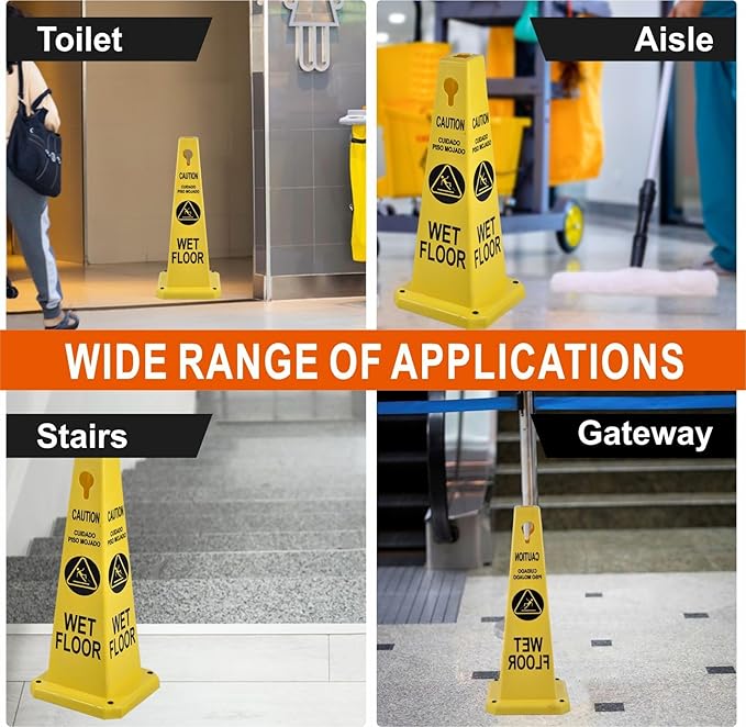 8-Pack 26.5" Caution Cones, 4-Sided Visible Safety Signs - Image 6