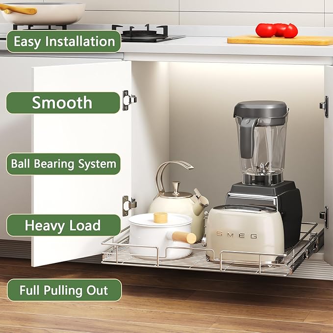 Pull Out Cabinet Organizer 25½" W x 21½" D, Heavy Duty Cabinet Pull Out Shelves - Image 2