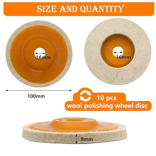 10 Pcs 4 Inch Wool Felt Polishing Wheel Disc, Wool Polishing Wheel Disc - Image 2