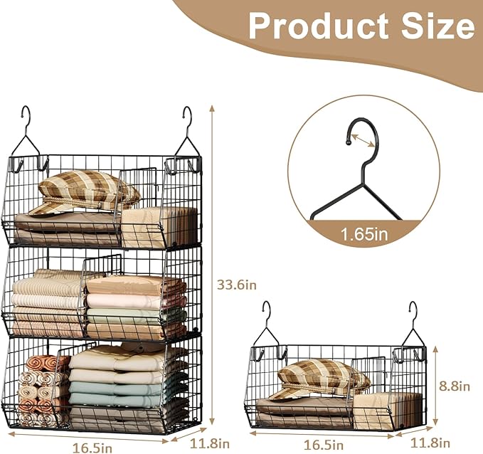 3 Tier Closet Hanging Shelves - Image 3